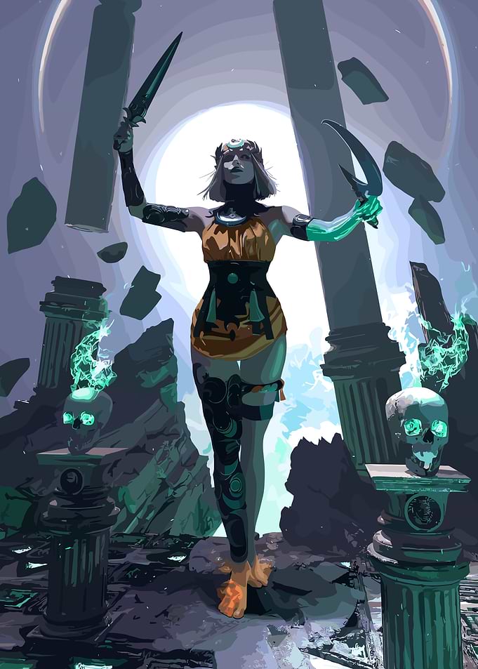 Mystical Warrior with Daggers