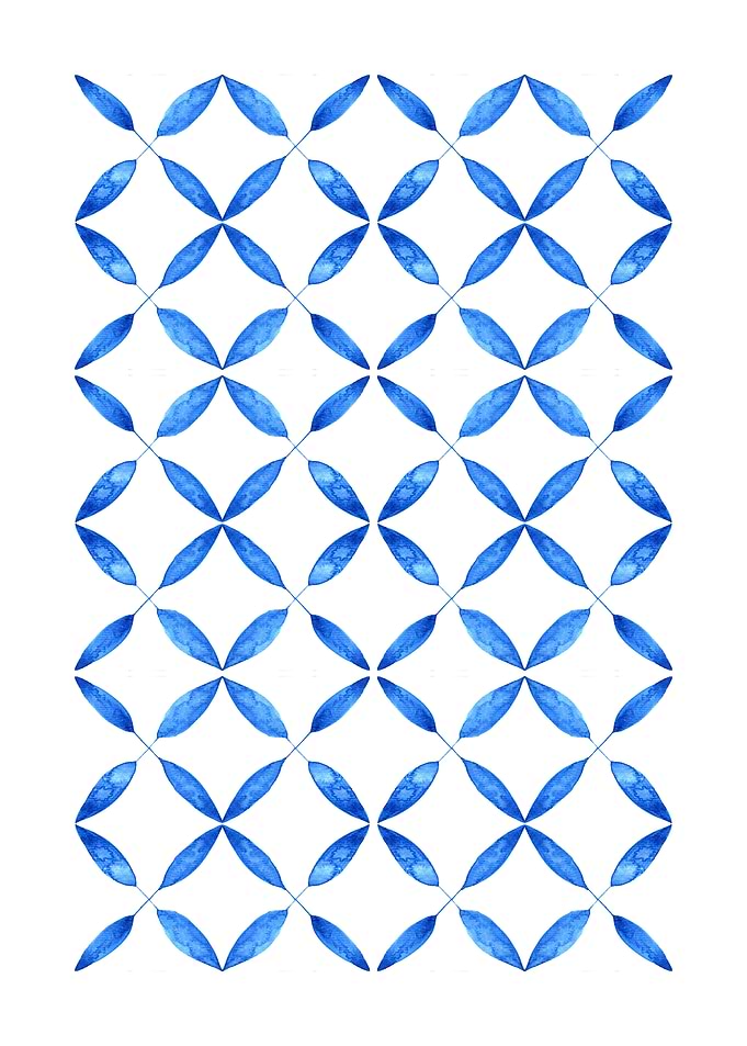 Blue Watercolor Floral Pattern