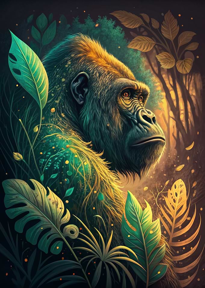 Majestic Gorilla in Lush Jungle