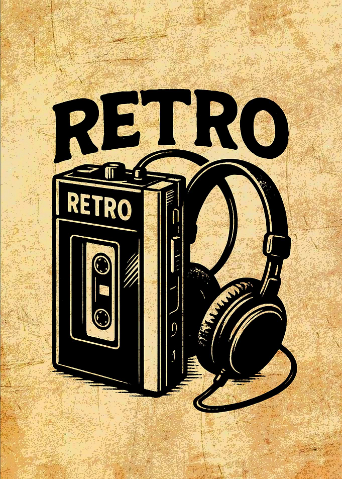Retro Cassette Player and Headphones