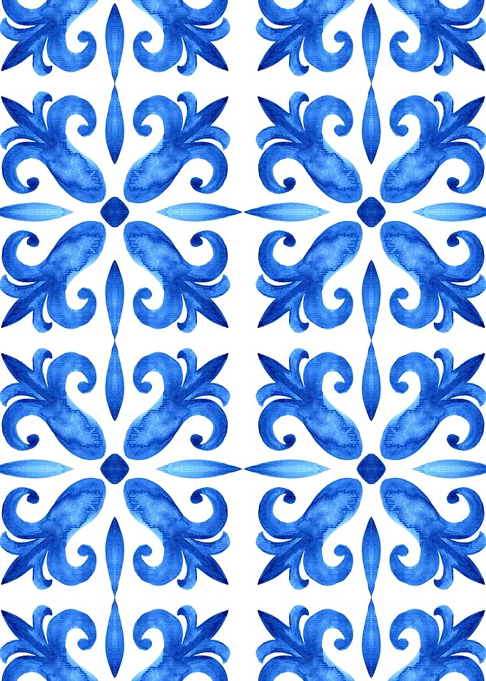 Blue Floral Watercolor Pattern