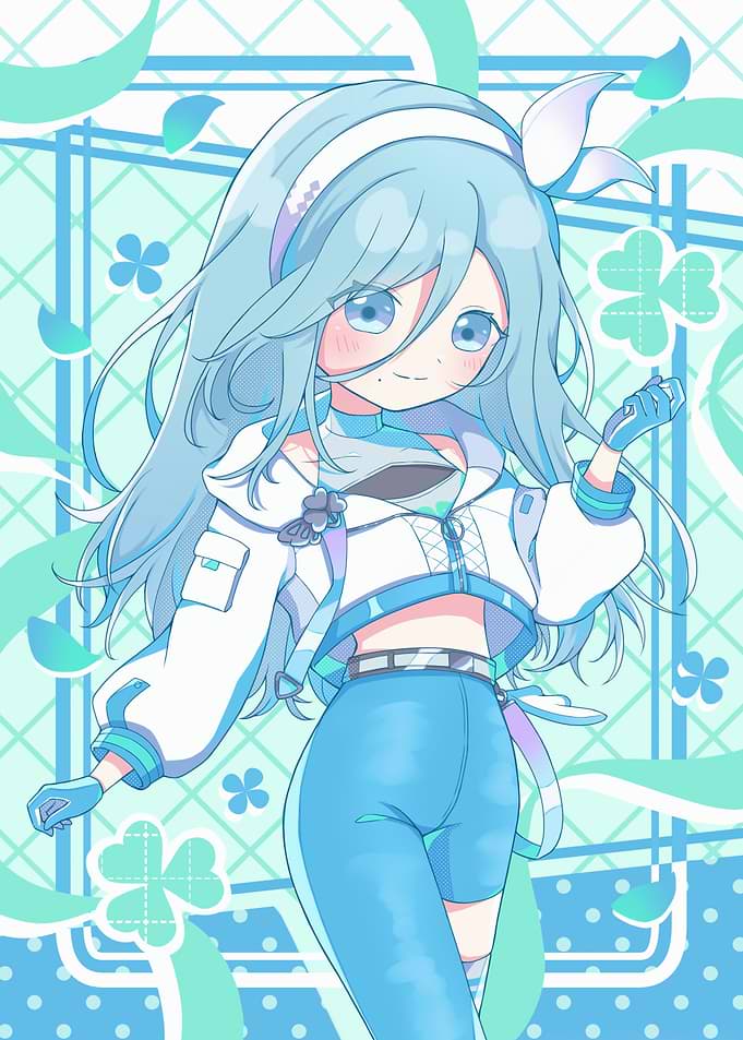 Anime Girl in Blue and White