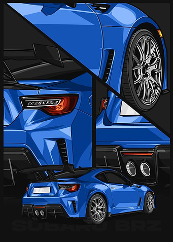 Blue Subaru BRZ Car Illustration