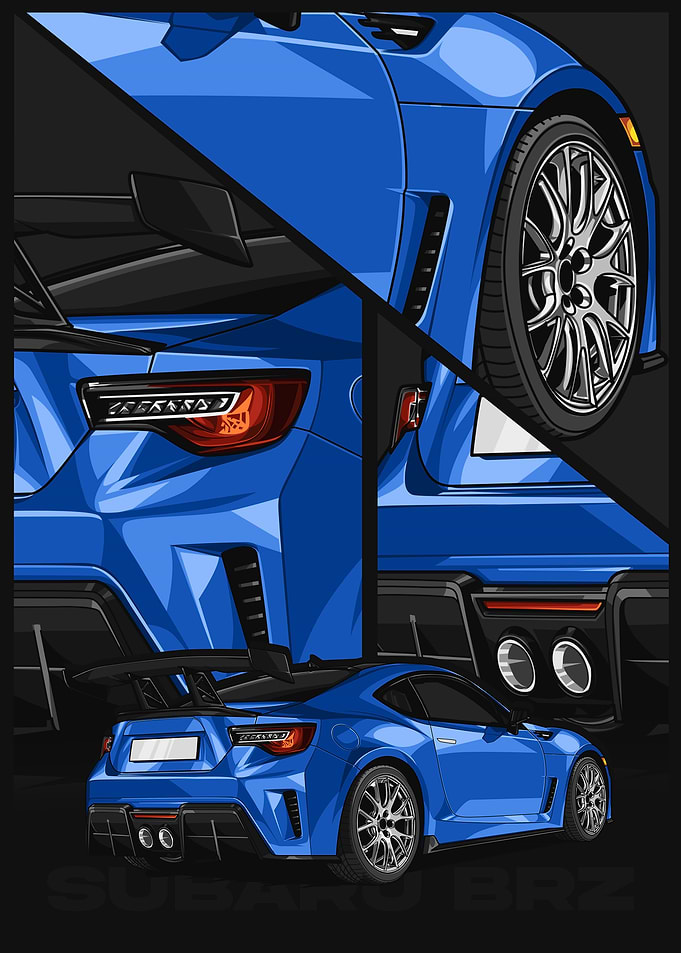 Blue Subaru BRZ Car Illustration