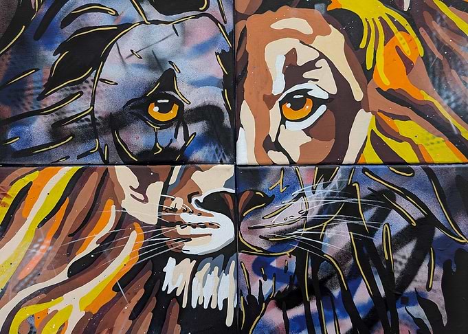 Lion Portrait Split Panel Art