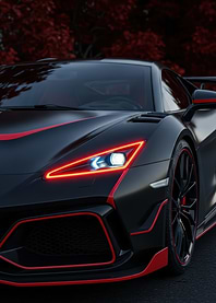 Sleek Black Sports Car with Red Trim