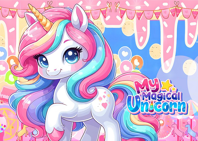 My Magical Unicorn Cartoon Illustration