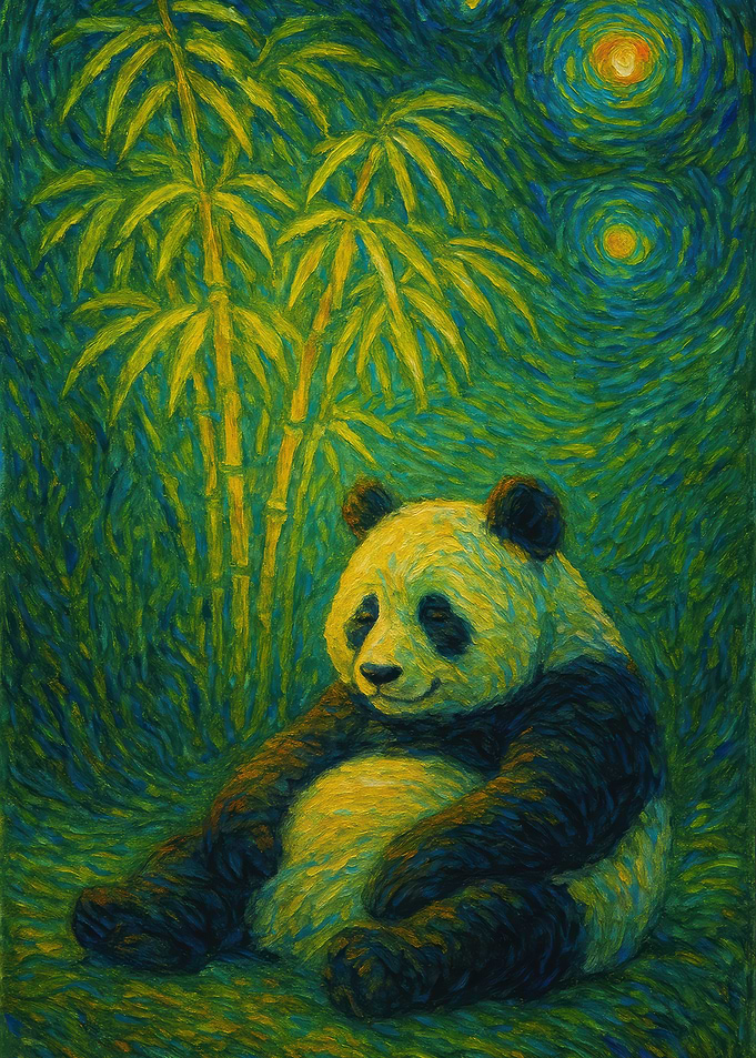 Panda in Bamboo Forest