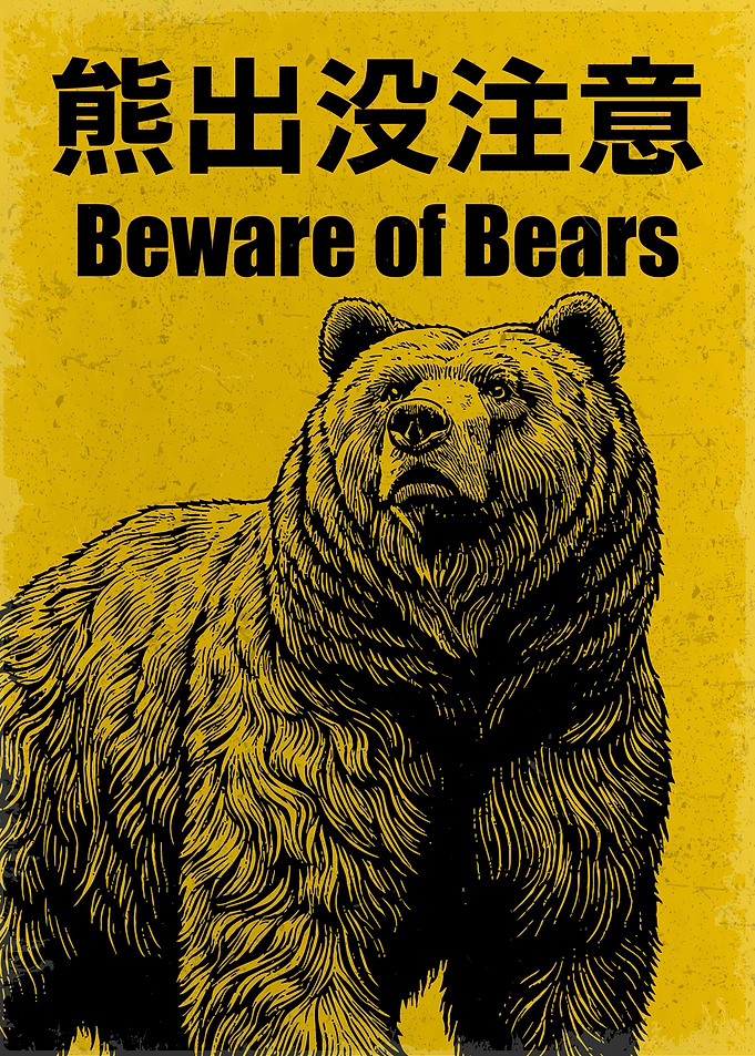 Beware of Bears Vintage Style Poster