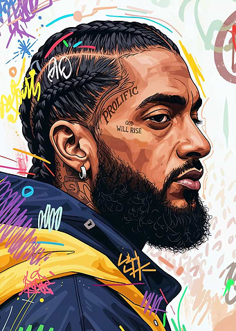 Nipsey Hussle Portrait with Graffiti