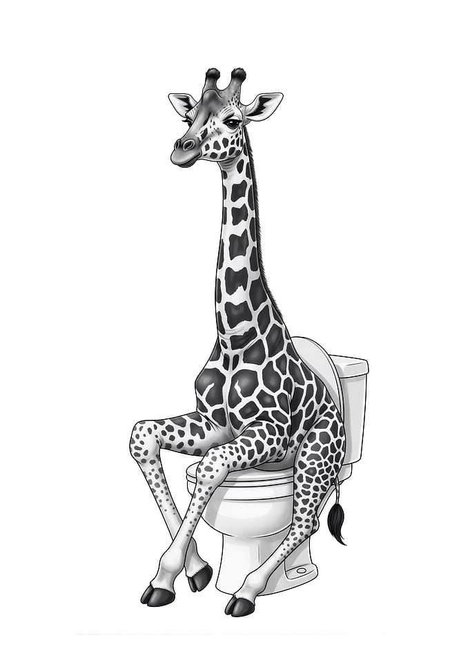 Giraffe on Toilet