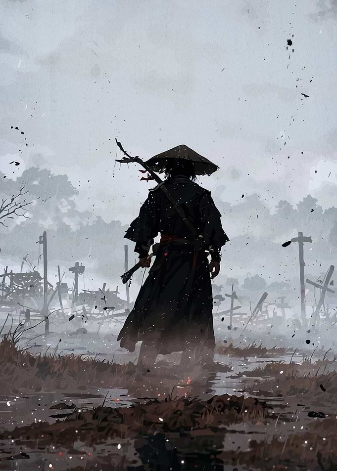 Samurai desolate landscape