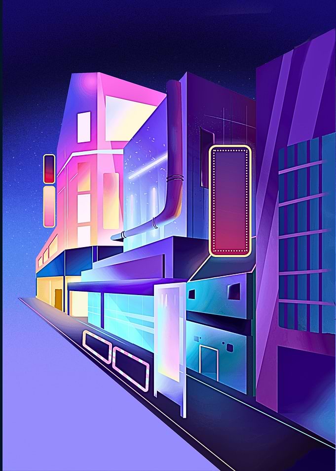 Neon Cityscape at Night