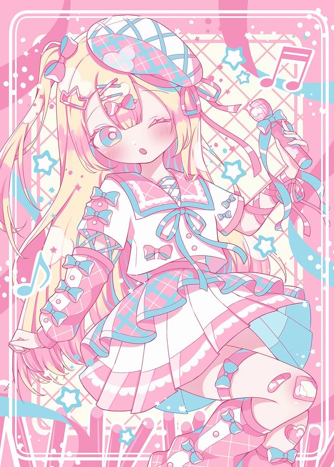 Pastel Anime Idol Girl Illustration