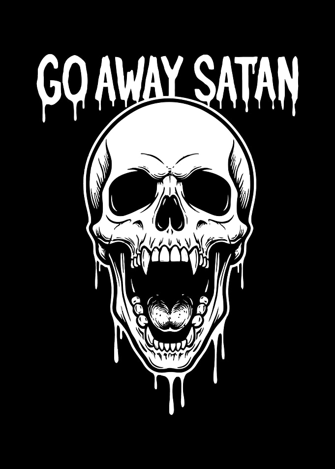 Go Away Satan Skull Illustration