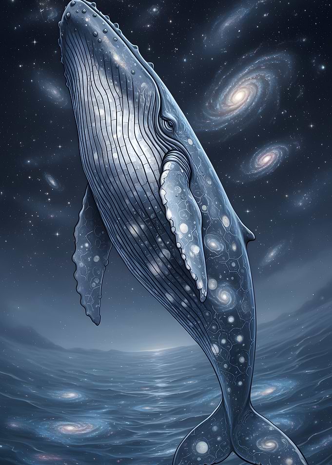 Cosmic Whale in Starry Ocean