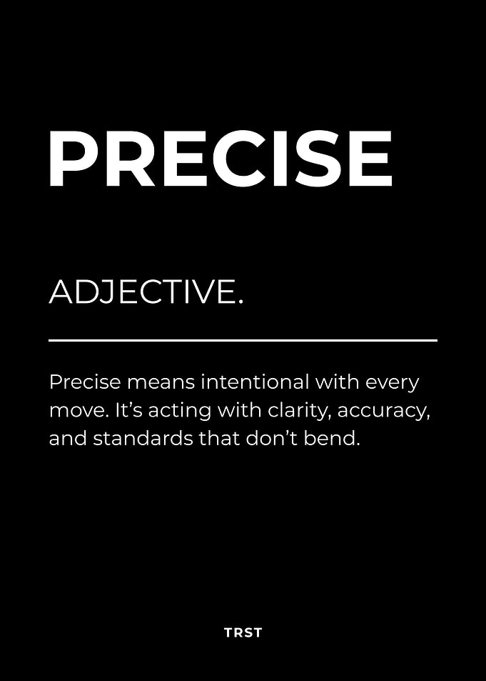 Precise – Minimalist Black & White Poster Motivational Definition Wall Art