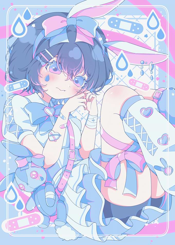 Pastel Bunny Girl with Bandages