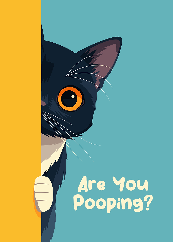 Cartoon Cat Asks: Are You Pooping?