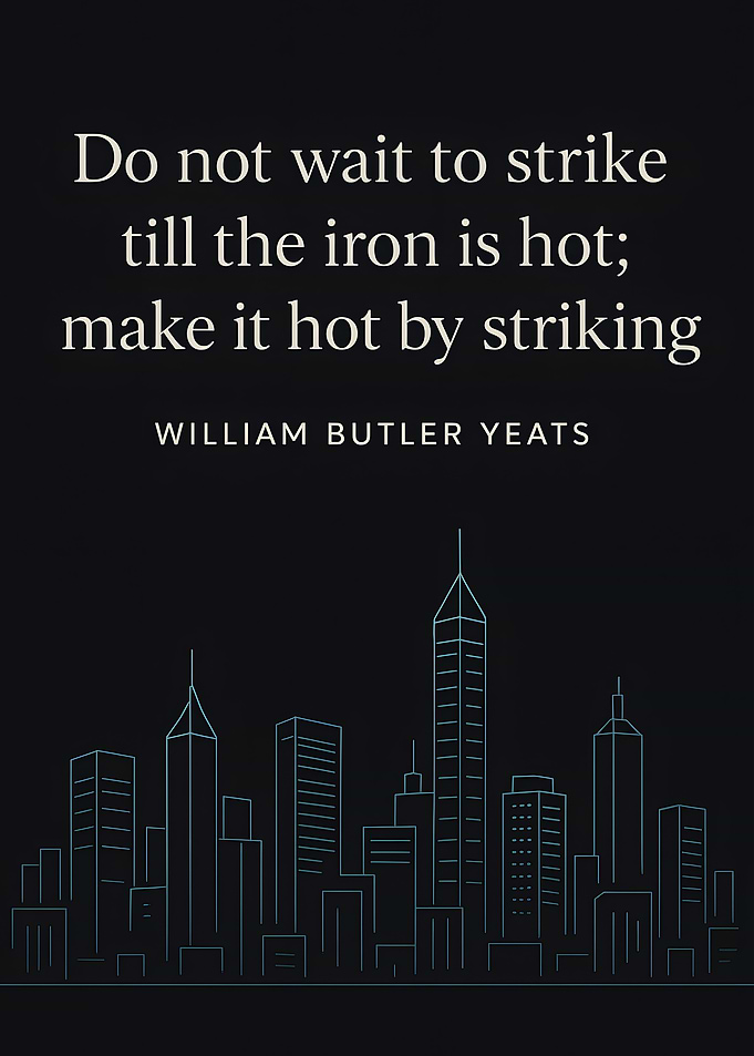 Yeats Quote with Cityscape