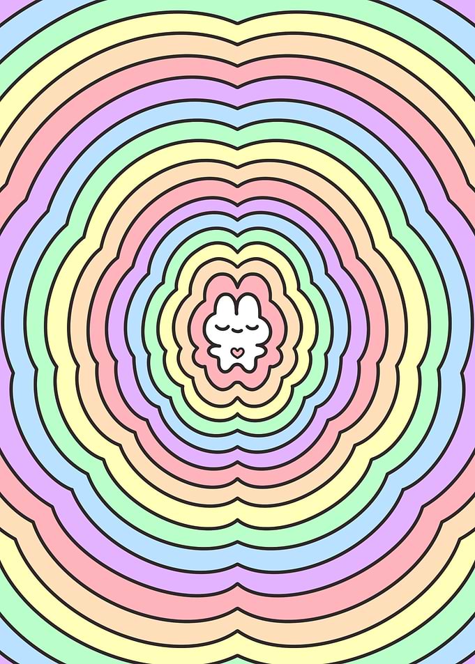 Bunny Radiating Love in Pastel Colors