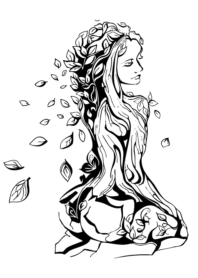 Woman Tree Spirit Black and White