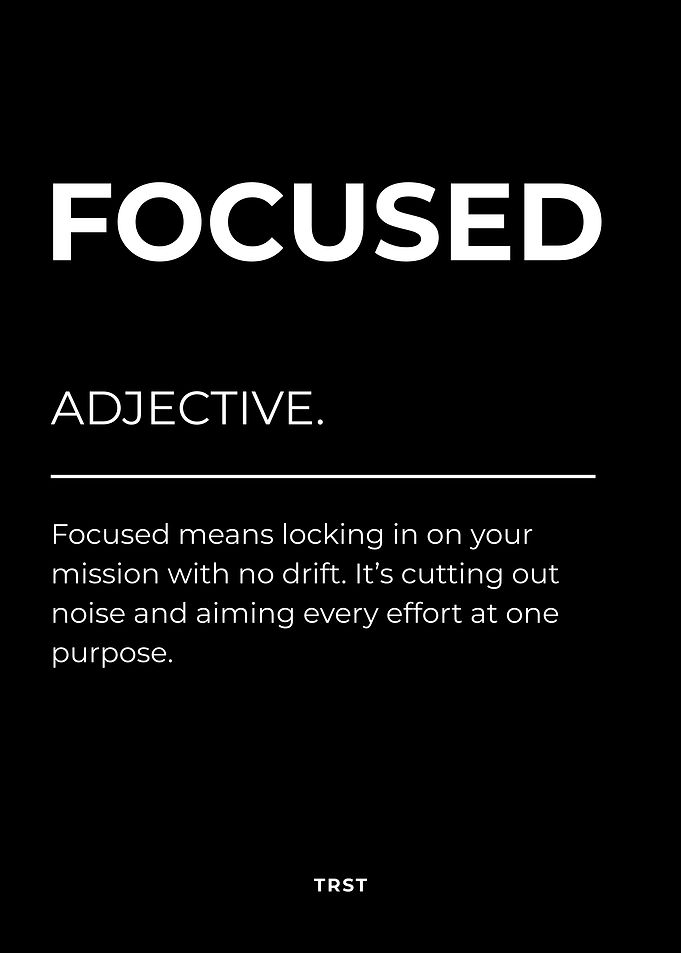 Focused – Minimalist Black & White Poster Motivational Definition Wall Art