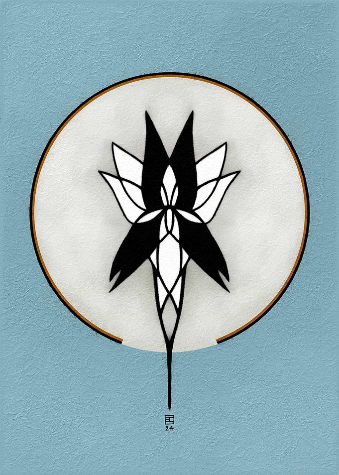 Abstract Floral on Blue Background