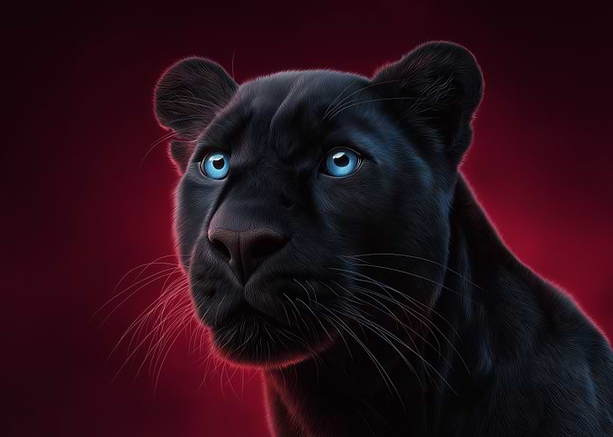 Black Panther Portrait with Blue Eyes