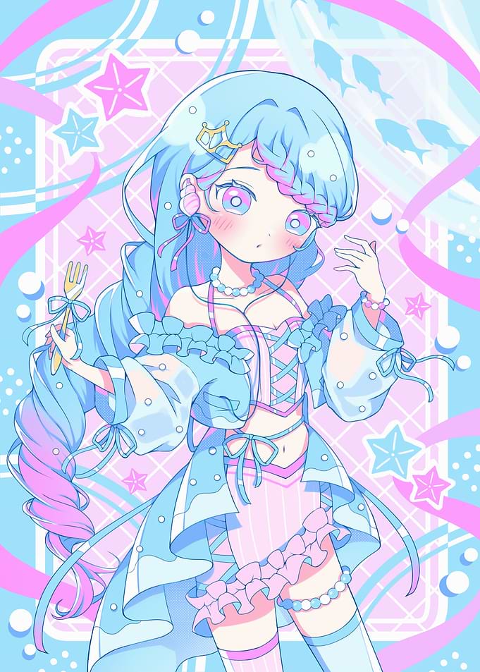 Pastel Anime Girl with Fork