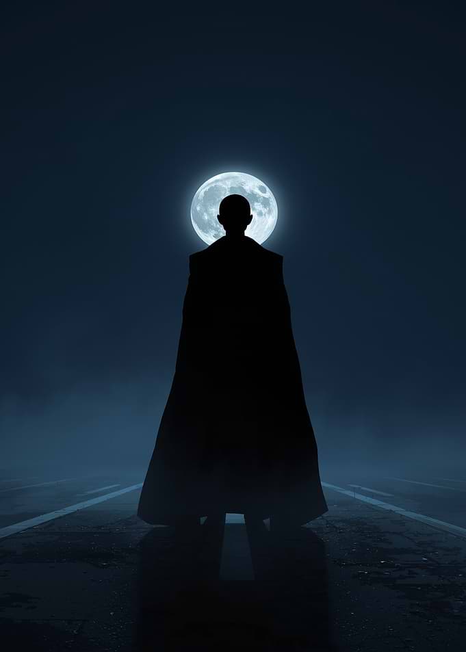 Silhouette under the moonlight