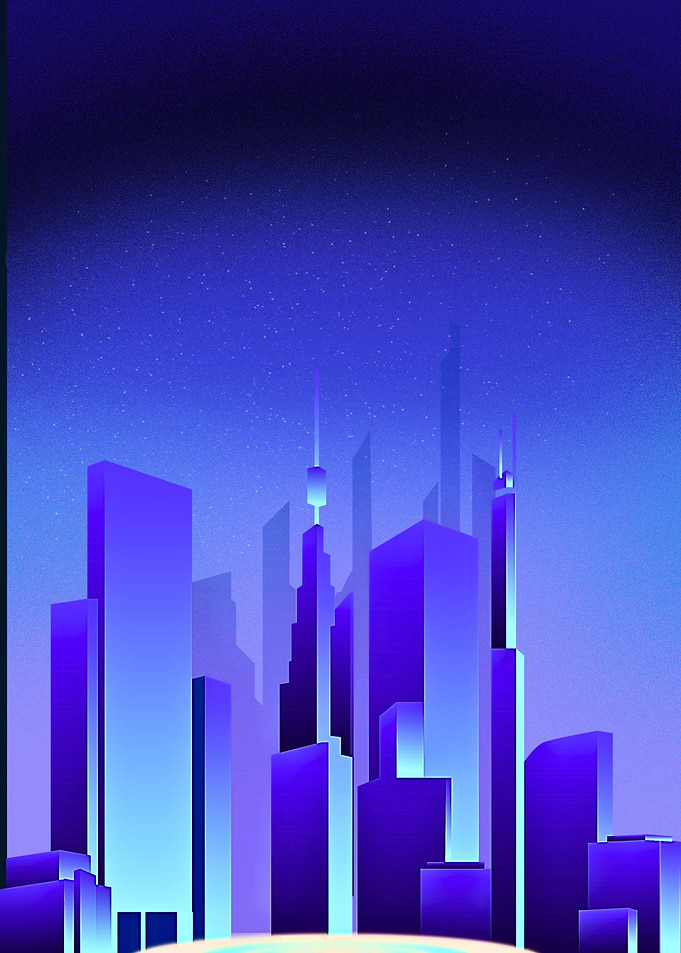 Blue Futuristic Cityscape