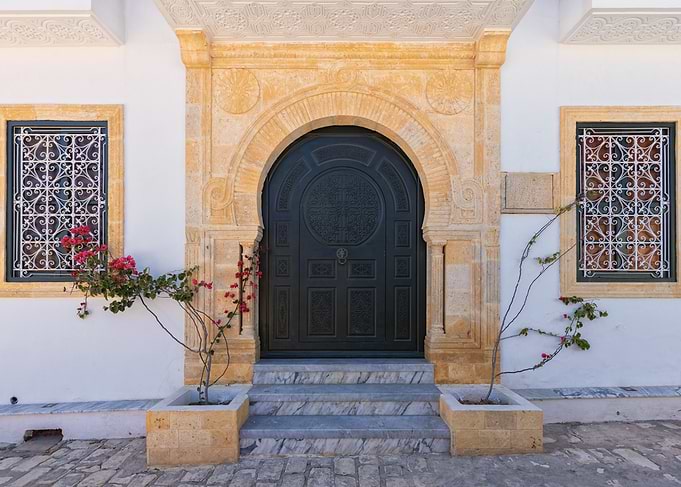 Ornate Doorway with Floral Accents, Tunisia