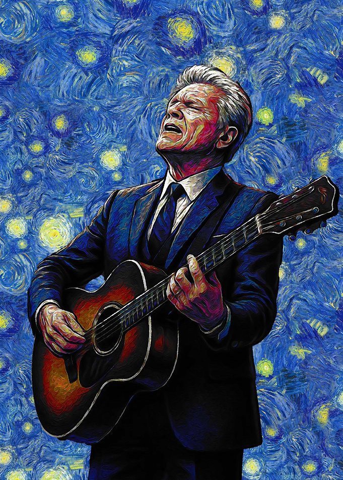 Musician in Starry Night Style