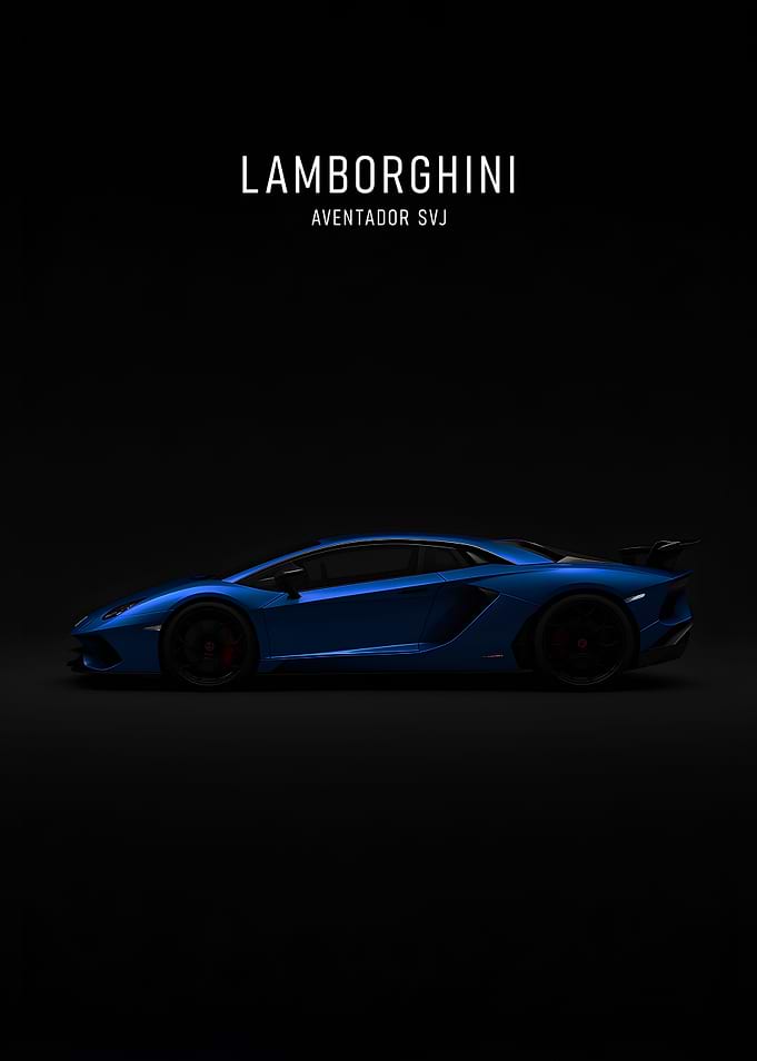 Blue Lamborghini Aventador SVJ on Black
