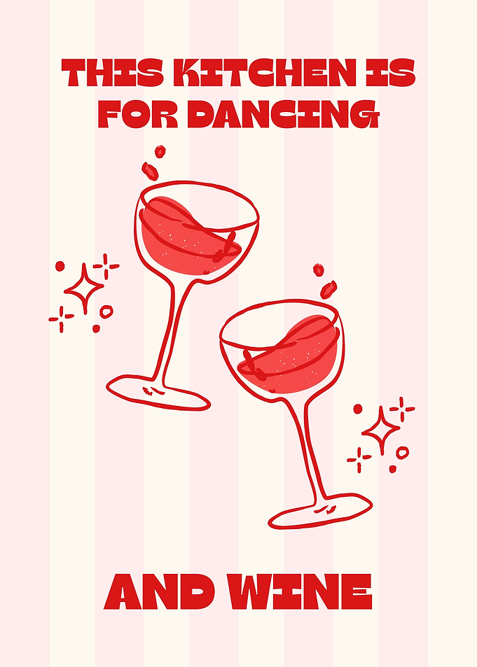 Dancing and Wine Kitchen Art