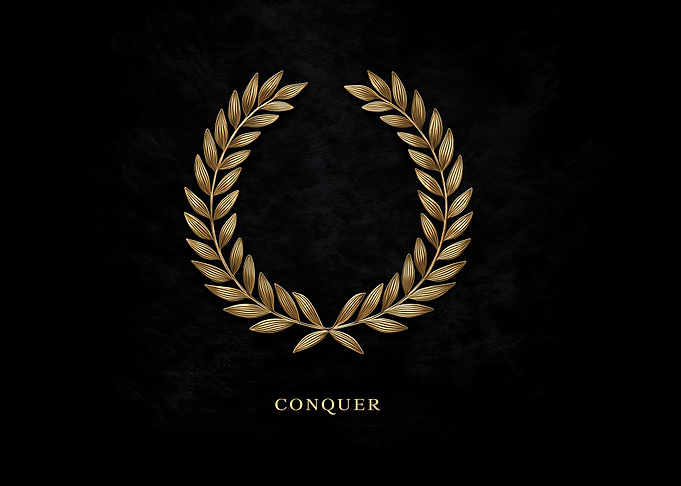 Golden Laurel Wreath on Black Background