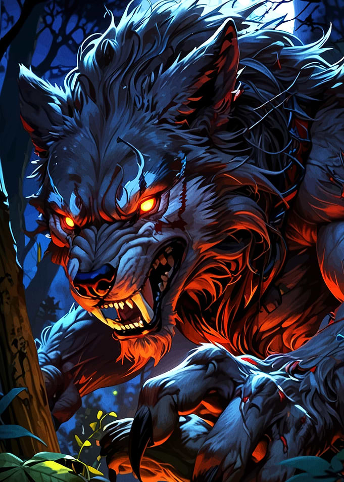 Fierce Werewolf Dark Forest