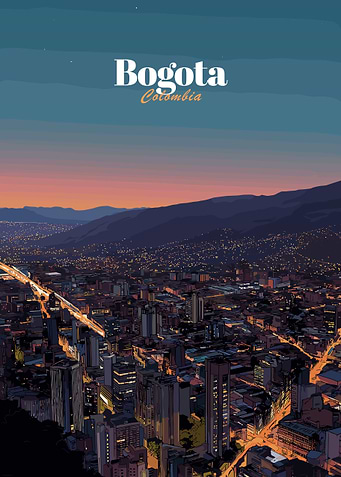 Bogota Colombia Cityscape at Dusk