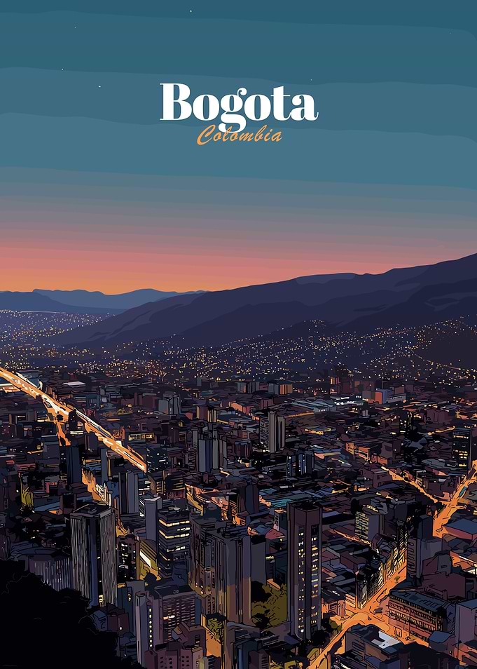 Bogota Colombia Cityscape at Dusk