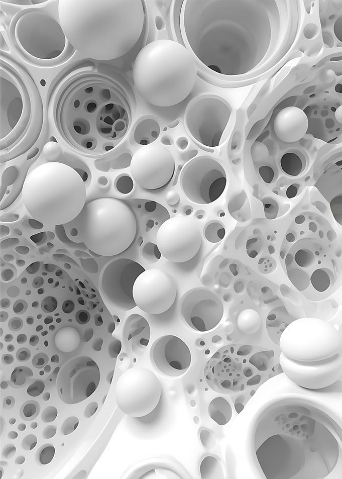 Abstract White Spheres and Cavities