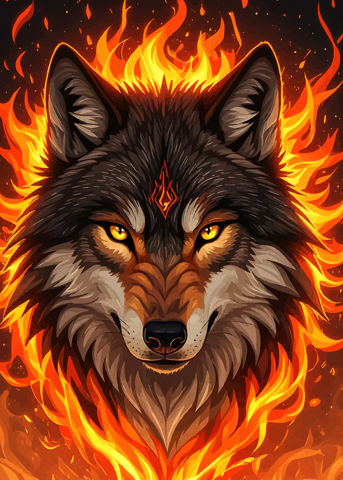 Fiery Wolf Portrait