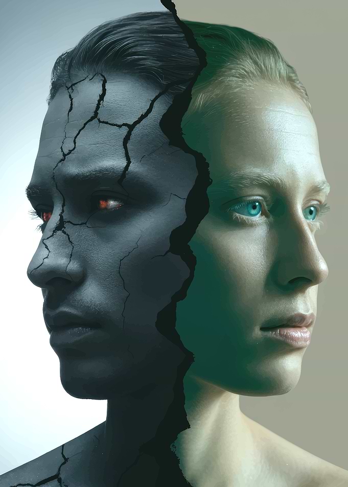 Duality: Man and Woman Portrait