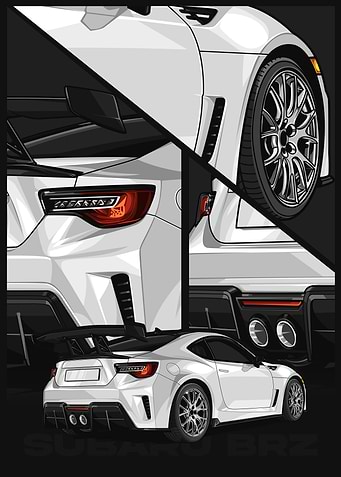 White Subaru BRZ Car Illustration