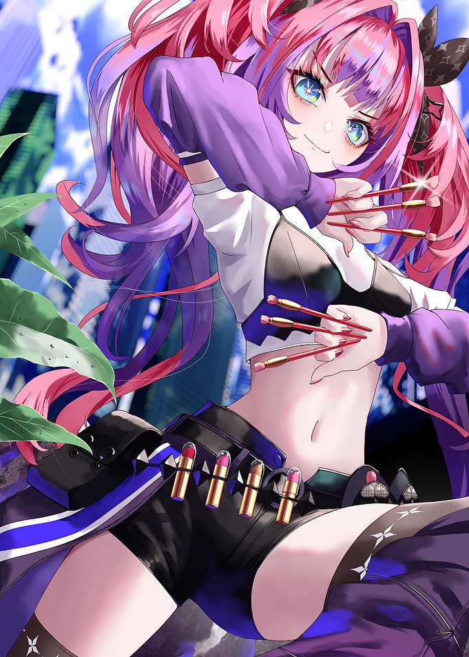Anime Girl with Lipsticks and Brushes
