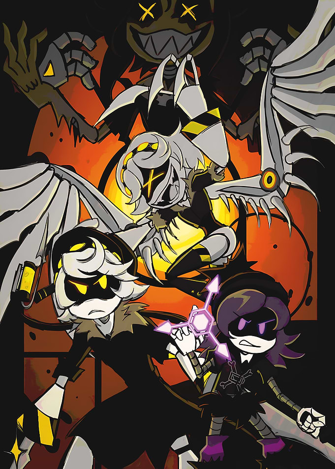 Murder Drones characters in action pose