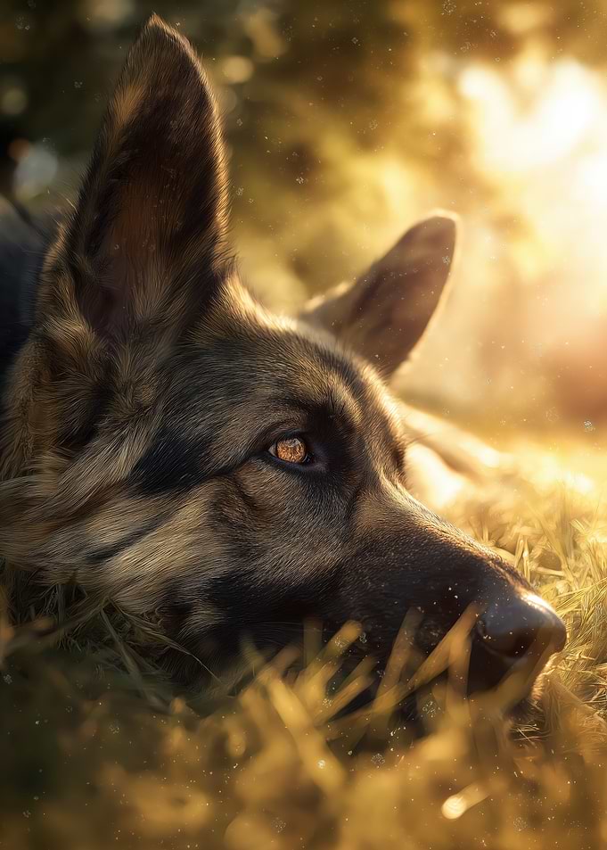 German Shepherd in Golden Light