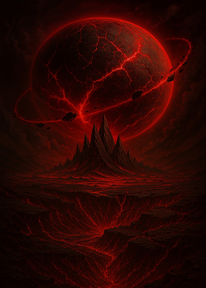 Crimson Planet Cataclysm – Dark Cosmic Landscape