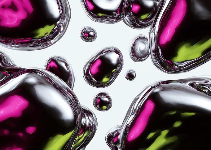 Abstract Metallic Bubbles with Pink and Green
