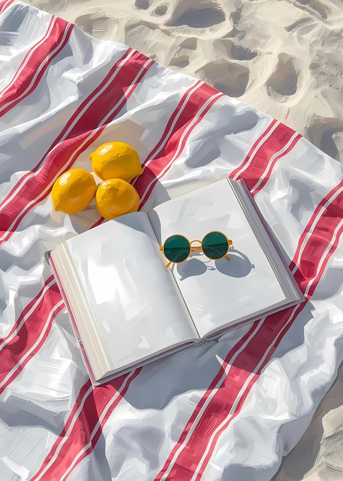 Beach Day Still Life : Lemon and Book Retreat